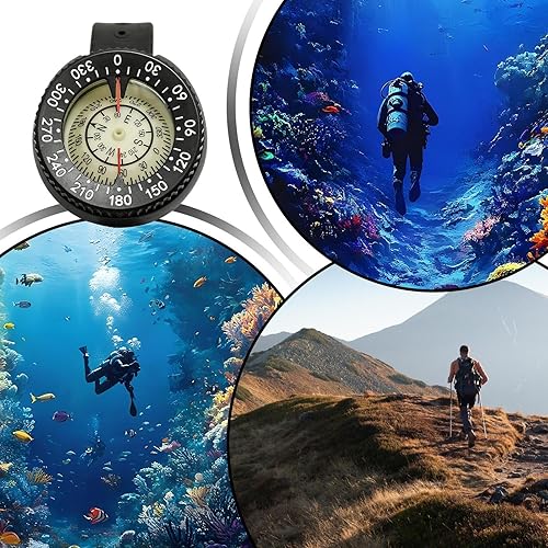 Bussola da polso luminosa per immersioni | Bussola luminosa portatile e precisa, strumento di navigazione subacquea, funzionalità di profondità nominale, navigazione all'aperto per immersioni, kayak - Ysert