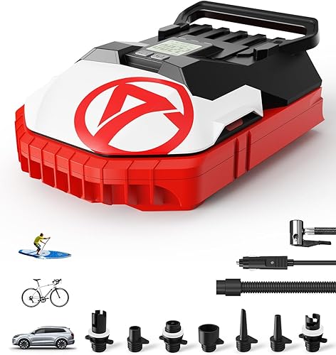 PaddleBoard Pump, pompa elettrica ad aria a doppio stadio per SUP, connessione DC 12V per auto con spegnimento automatico, per Paddle Board, Kayak, Barca - Ysert