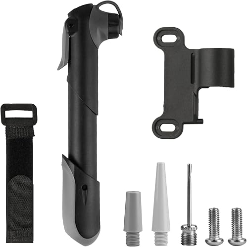 Mini pompa per bicicletta per tutte le valvole, mini pompa ad aria portatile, piccola per palle Presta & Schrader, per pompa ad aria, bici da corsa, mountain bike, accessori + staffa/aghi da palla - Ysert
