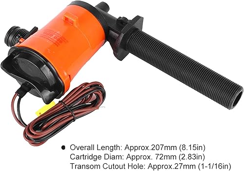 Pompa di sentina per barche, DC 12V 800GPH Serbatoio per esche vive Aeratore Cartuccia sommergibile Pompa di aerazione per barche Accessori per barche SFBPI ABS - Ysert