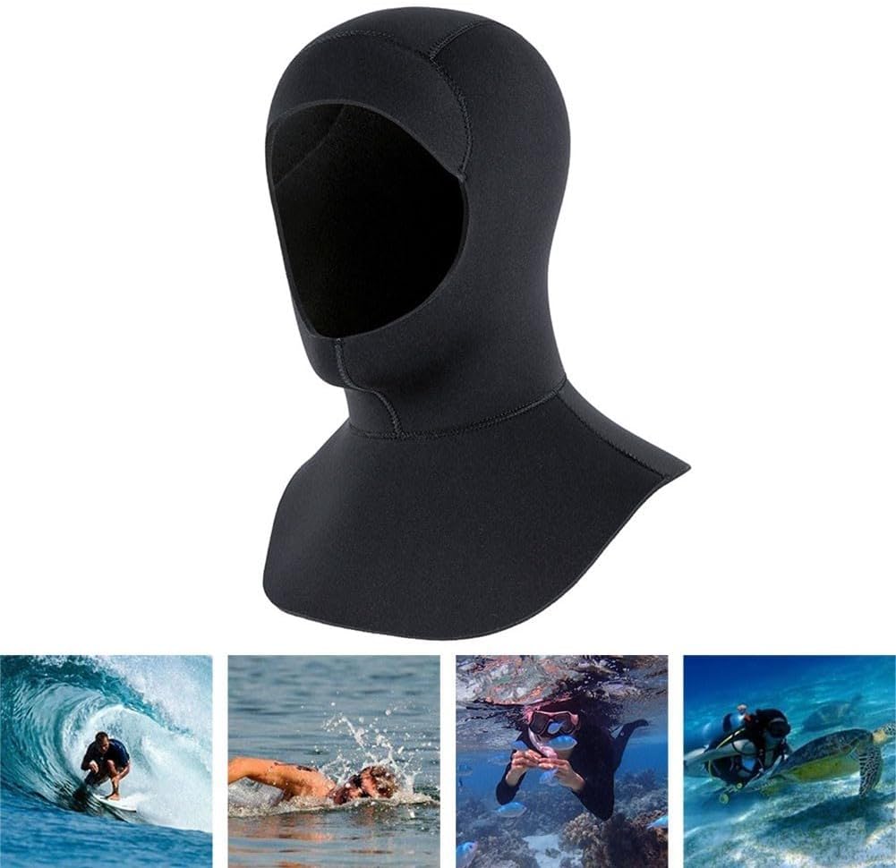 Cappuccio da snorkeling realizzato in neoprene, mantiene la testa calda mentre ti godi il (S/M 3 mm nero) - Ysert
