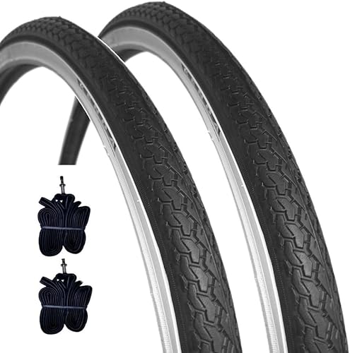 2 COPERTONI KENDA 26 X 1 3/8 (37-590) + CAMERE D’ARIA PNEUMATICI STRADALI BIANCONERI CITYBIKE VINTAGE - Ysert