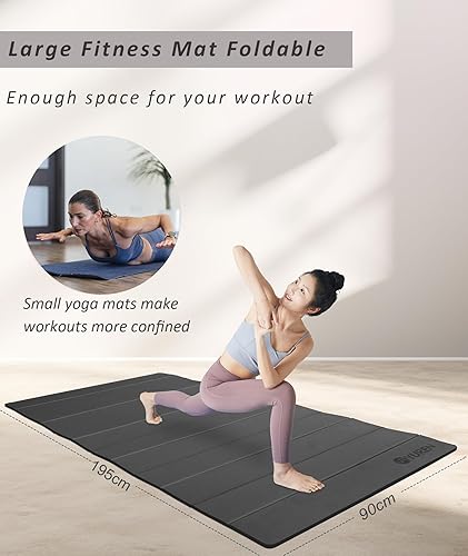 Tappetino Yoga Pieghevole 195×90cm TPE 10mm Spesso Tappetino Palestra Antiscivolo per Casa Tappetino Pilates Impacchettabile per L'allenamento Campeggio Viaggio - Ysert