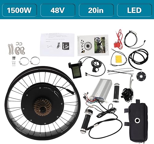Kit di conversione per bicicletta elettrica da 20 pollici, 48 V, 1500 Watt, ruota posteriore (esclusa batteria) - Ysert
