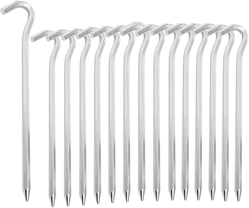 20 Pezzi Picchetti da Campeggio,Picchetti da Campeggio per Terreni Duri, Picchetti da Tenda,Picchetti da Spiaggia, Picchetti da Campeggio in Alluminio, 180 x 6 mm - Ysert