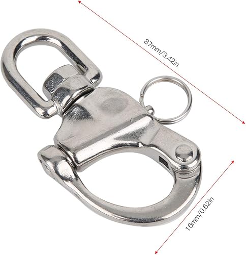 Moschettone a Scatto Occhiello Girevole, moschettone per Arrampicata su Roccia da Alpinismo Gancio a Scatto rapido con Rotazione in Acciaio Inossidabile 316(16 * 87mm) - Ysert