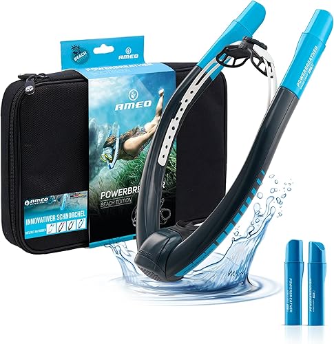 AMEO Adventure - Boccaglio ad Aria Fresca - Dispositivo di Allenamento per Piscina e acque libere per Adulti e Bambini - Set da Snorkeling con Sistema a valvola Intelligente - Ysert