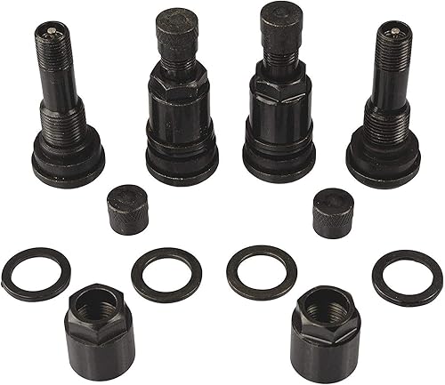 4 x Valvole in metallo, valvole in acciaio, universali, valvole per cerchione/ruote, 11,3 mm, nere - Ysert