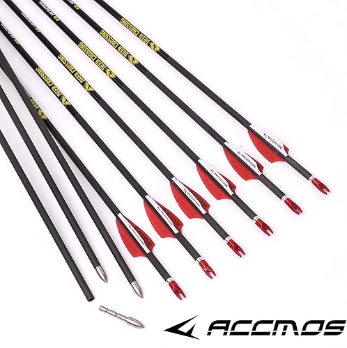 31 Pollici Frecce in Carbonio Spine 250 350 400 500 600 700 800 900 1000 OD 5,6mm ID 4,2 mm Caccia Pratica Frecce, per Adulti Giovani Arco Compound Arco Ricurvo Riprese 6/12 Pezzi - Ysert