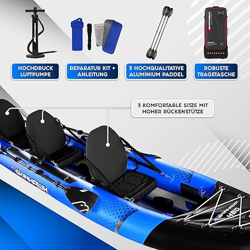 Kayak Exclusiv Blu 480 - Gommone - Canoa - 480 x 96 cm - 3 persone Kayak - Ysert