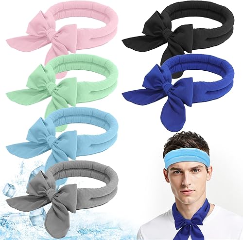 IHLOOTD Sciarpa Rinfrescante, 5pcs Asciugamano per Il Ghiaccio Estivo, Traspirante Bandana Rinfrescante Istantaneo, Fasce Raffreddamento per Il Collo, per Passeggiate Equitazione All'Aperto (A) - Ysert