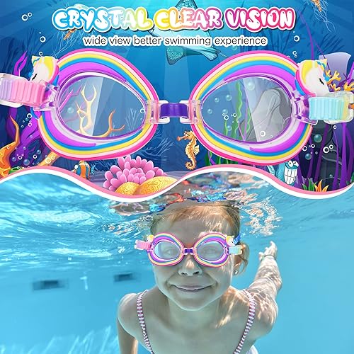 Cuffia da Nuoto per Bambini Occhialini Regolabili Cappello da Nuotare Elastico Occhiali da Nuoto Antiappannamento di Protezione UV per Ragazzi di 3-15 Anni, 2 Pezzi in Totale - Ysert