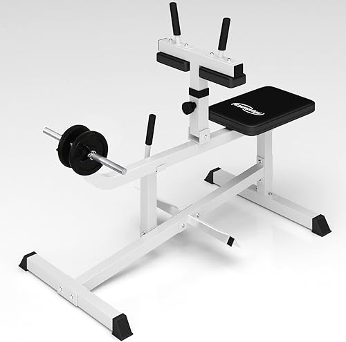 Panca per Polpacci - Carico Massimo 220 kg, Altezza Regolabile, Struttura in Acciaio - Calf Raise Machine, Pressa Polpacci Seduti, da Palestra, Fitness - Ysert