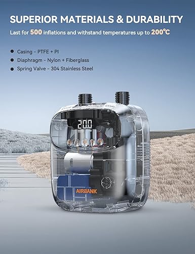 AIRBANK Mini Pompa d'Aria Elettrica per SUP PUFFER Pro, Ricaricabile, Automatica a Doppio Stadio per Gommone Gonfiabile, Wing Foil & Kite, Materasso - Ysert