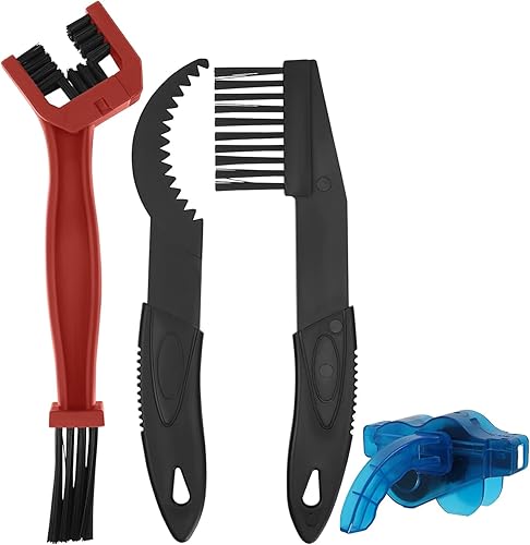 Kit Pulisci Catena Bici, Lavacatena da Bici Professionale Accessori, 4 Pezzi Kit di Spazzola Pulizia della Catena, Spazzola di Pulizia per Catena Moto Bicicletta, Rosso - Ysert