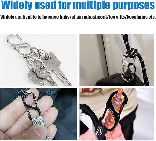 12 pezzi moschettone, moschettone nero per pesca, viaggio, campeggio, moschettone a S, moschettone da arrampicata, moschettone piccolo, portachiavi a moschettone, moschettone, mini moschettone - Ysert