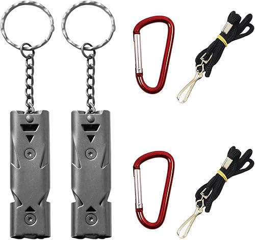 Fischietto di Emergenza, Fischietto di Sicurezza ad Alto Decibel, con Cordino, Portachiavi, Fischietto di Sopravvivenza, 80~150dB, Adatto a scuole, palestre e Campeggio Allaperto(2set) - Ysert