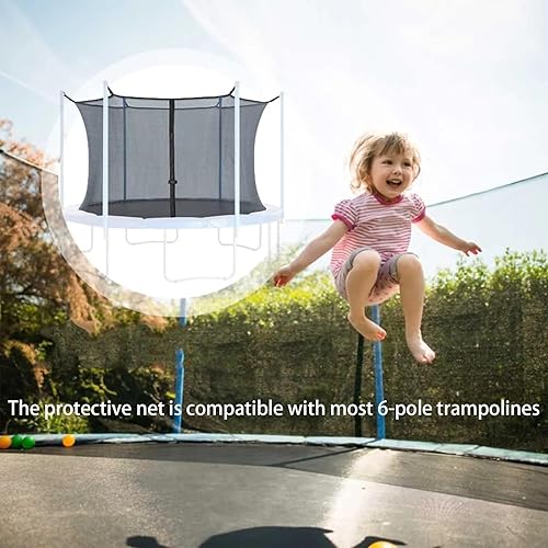 Rete di Ricambio per Trampolino, Rete di Sicurezza per Trampolino con Cinghie Regolabili E Cerniere, Rete di Sicurezza da 6/8/10/12/14/15 Piedi per Trampolini Rotondi a 6 Pali(8ft) - Ysert