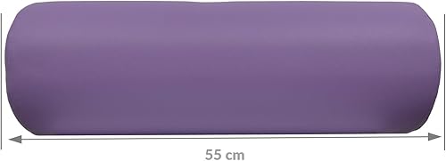 Cuscino a Rullo, 55 x 20 cm, Viola, Similpelle, Ergonomico, Imbottito in Schiuma, per Yoga, Fitness, Massaggio - Ysert