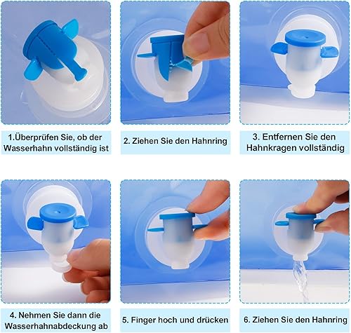 Livdouyu Tanica per acqua pieghevole, 5 l, 10 l, con rubinetto, contenitore per acqua potabile, con manico, riutilizzabile, per attività all'aperto, campeggio, escursioni, picnic - Ysert