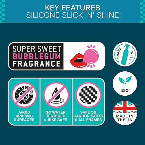 Silicone Slick 'N' Shine Spray Bottle – Pneumatico Dressing & Sospensione Lubrificante per Biciclette, 400 ml - Ysert