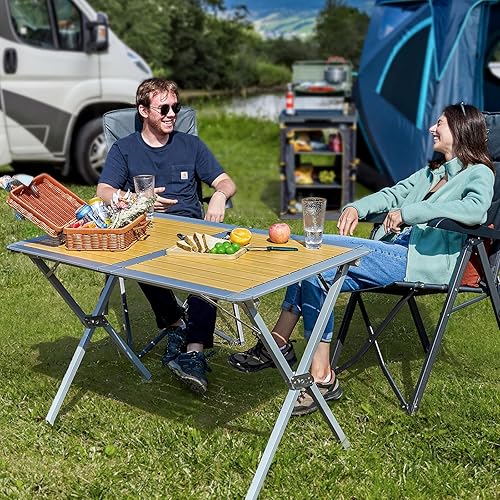 Tavolo da Campeggio 110 x 70 cm Alluminio Tavolo da Picnic Pieghevole per 4-6 Persone Tavolo Pieghevole Portatile con Borsa per Picnic Cucina Giardino Escursionismo Viaggio - Ysert