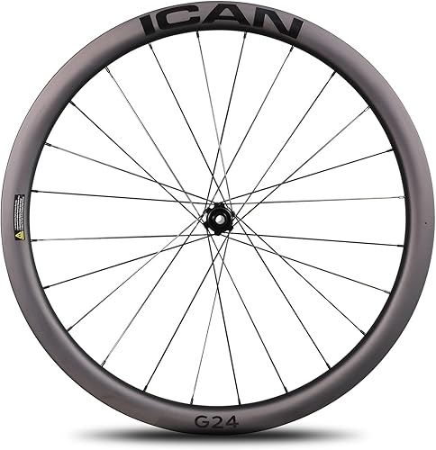 ICAN 700C G24/G25 Carbon Gravel Bike Disc Wheelset 40mm-24mm Larghezza Interna/50mm Profondità-25mm Larghezza Interna Copertoncino Tubeless Ready Wheelset Blocco Centrale Asse Passante 10/11 - Ysert