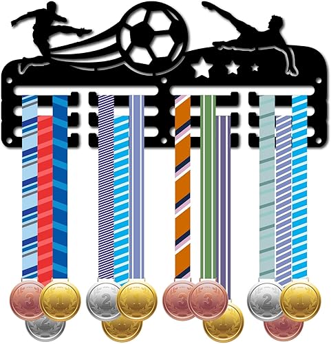 CREATCABIN Porta Medaglie Pallavolo Porta Medaglie Sportive Parete Cornice In Ferro Decorazione Premi Appendiabiti 3 linee Ganci Atleti Vincitori Gare 60+ Medaglie Nastri Organizzatore Display 29x13cm - Ysert