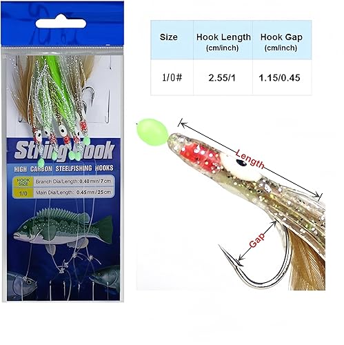 22 pacchi di esche sabiki Vivi Pray, per pesca in mare, esche con ardiglione - Ysert