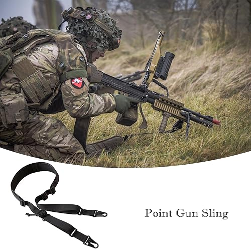 Fionda Tattica a 2 Punti per Fucile Fionda Regolabile per Fucile Cintura Regolabile per Fucile Fionda Regolabile a Sgancio Rapido per Sport all'aperto e Gioco (Nero) - Ysert