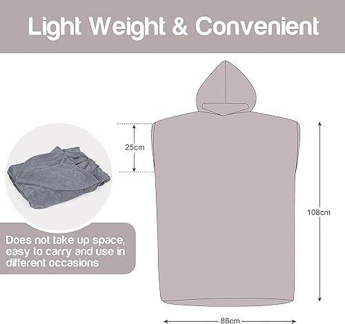 Cappotto da surf ad asciugatura rapida asciugamano accappatoio da spiaggia per uomini e donne adulti impermeabile alla sabbia, adatto per surf, nuoto, bagno, più dimensioni grigie - Ysert