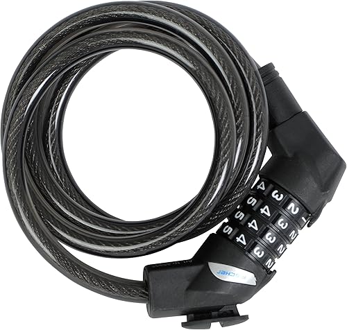 Fischer Lucchetto a Spirale con Combinazione per Bicicletta, Lunghezza 120 cm, Diametro 10 mm, Colore: Nero - Ysert
