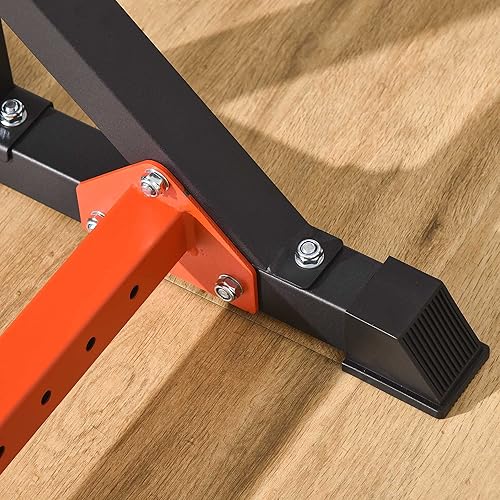 HOMCOM Supporto per Bilanciere con Altezza e Larghezza Regolabili in Acciaio, 77-122x73x121-171cm, Nero e Rosso - Ysert