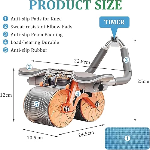 Ab Roller Wheel, Rullo Ruota Abdominal, Ruota Addominali Rimbalzo Automatico, Rullo Addominali Fitness Leggero Doppie Ruote, Donne e Uomini Core Trainer per Palestra, Casa - Ysert