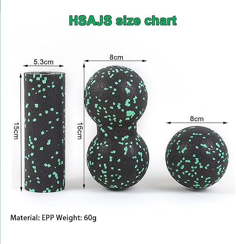 Foam Roller Set da 3 Pezzi Peanut Massage Ball Pallina Massaggio Muscolare Rullo Massaggio e Palline per Massaggio dei Tessuti Profondi Alleviare i Punti Trigger - Ysert