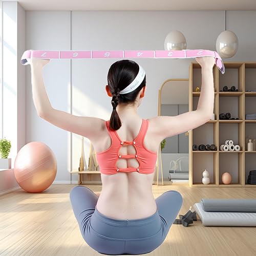 2pezzi Cinghia Yoga,Elastico Fasce di Resistenza,Fasce Elastiche Fitness,Bande Elastiche Rosa per Pilates,Banda Elastica Yoga a 8 Anelli,per l'allenamento Della Flessibilità,Ginnastica,Yoga,Fitness - Ysert