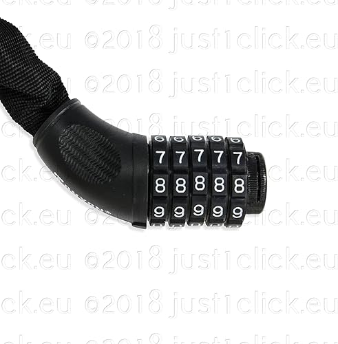 Lucchetto a catena per bicicletta, lunghezza 90 cm, protezione telaio a 5 cifre, per bicicletta, moto, barca, nero - Ysert