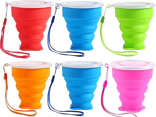 Set di 6 Tazza da caffè Portatile, Tazza da Viaggio in Silicone Pieghevole per Escursionismo da Campeggio All'aperto e Ufficio, Risparmio Spazio - Ysert