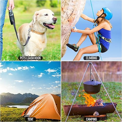 Moschettone a Doppia Estremità, 8 pezzi Doppio Snap Moschettone in Acciaio Inox, Gancio a Scatto utilizzato per Guinzagli per Cani, Alpinismo, Campeggio Familiare All'aperto, 88 mm - Ysert