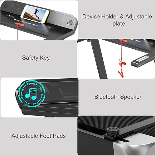 Tapis Roulant Pieghevole, Tapis Elettrico Salvaspazio con Display a Led, Tappetino da Passeggio Portatile, Bluetooth e Rulli Integrati, Tapis Roulant Compatto per Ufficio, Casa - Ysert