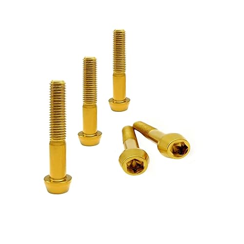 RISON-Titanium Bici Stelo Bulloni in Titanio M5x0.8x40mm, 5pcs Viti per Attacco Manubrio Bicicletta, Vite a Testa Conica Viti Fisse per Stelo Bici, Vite di Fermo Vite per Gambo per MTB/Bici da Strada - Ysert