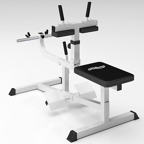 Panca per Polpacci - Carico Massimo 220 kg, Altezza Regolabile, Struttura in Acciaio - Calf Raise Machine, Pressa Polpacci Seduti, da Palestra, Fitness - Ysert