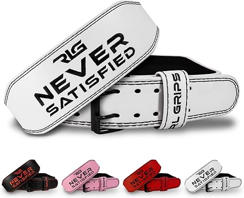RL Grips® Cintura da Palestra in Pelle per Bodybuilding - Supporto Lombare Imbottito in Pelle per Sollevamento Pesi, Sollevamento Pesi Olimpico e Fitness - Ysert