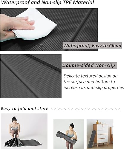 Tappetino Yoga Pieghevole 195×90cm TPE 10mm Spesso Tappetino Palestra Antiscivolo per Casa Tappetino Pilates Impacchettabile per L'allenamento Campeggio Viaggio - Ysert