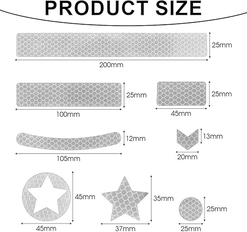 42 Adesivi Riflettenti, Adesivi Riflettenti Impermeabili per Biciclette da Esterno, Varie Forme di Adesivi Riflettenti per Biciclette, Adatti per caschi, Biciclette, Automobili, passeggini - Ysert