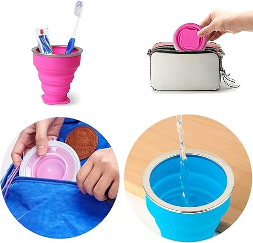 Set di 6 Tazza da caffè Portatile, Tazza da Viaggio in Silicone Pieghevole per Escursionismo da Campeggio All'aperto e Ufficio, Risparmio Spazio - Ysert