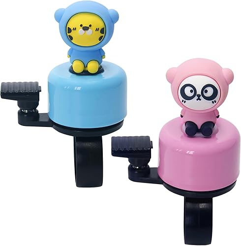 2 pezzi Campanello per bicicletta per bambini, adatto per bici da corsa, mountain bike, ragazzo (Panda rosso, tigre) - Ysert