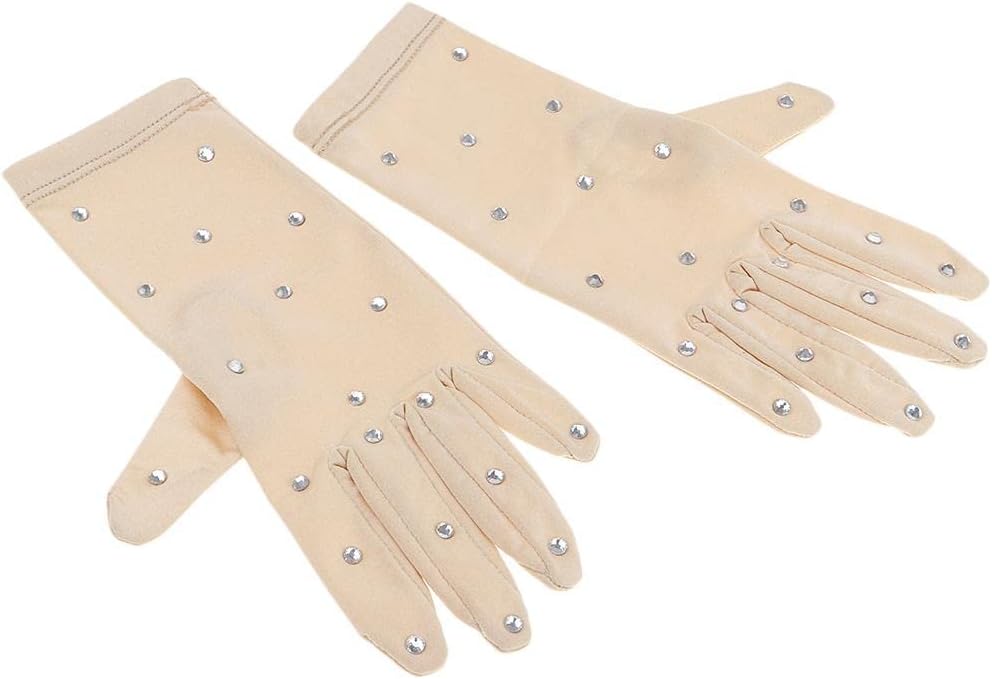 Guanti elastici per ragazze con strass per gara di pattinaggio su ghiaccio L - Ysert