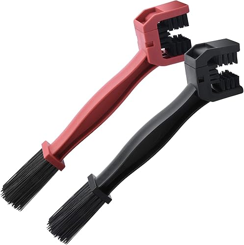 2pcs Bicicleta Motocicleta Cepillos de cadena Cepillo de bicicleta Cepillo de limpieza de cadena de bicicleta multifuncional -26cm Negro y rojo - Ysert