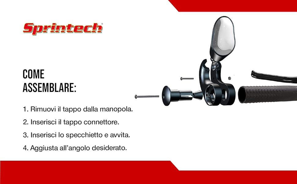 Installa facilmente il nostro specchietti bicicletta in secondi